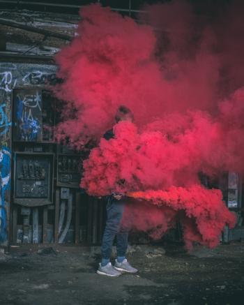 Man Red Smoke Free Stock Photo - NegativeSpace