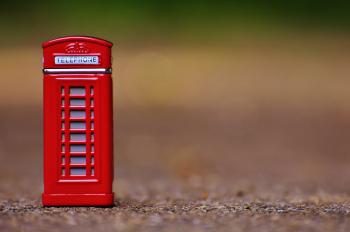 Red Telephone Booth Miniature Focus Photo