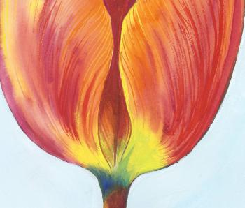 Saatchi Art: Red Tulip Painting by Zsuzsanna Rossetter