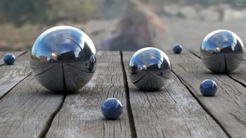 Metallic spheres reflecting the city wallpaper - Photography ...