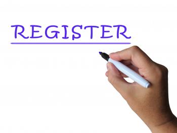 Register Word Shows Sign Up Or Check In