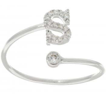 Diamonique Polished Adjustable Initial Ring, Sterling - Page 1 — QVC.com