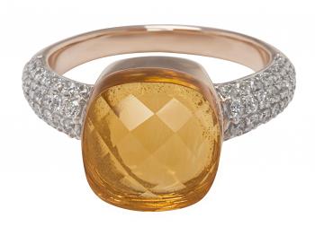 Naples Yellow Topaz & Diamond 18K Rose Gold Ring - Rad Bijoux