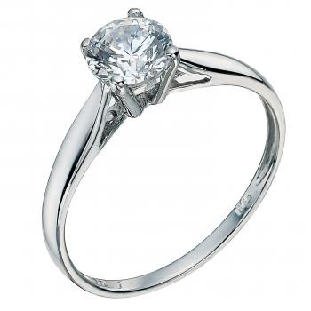 Silver cubic zirconia solitaire ring - Ernest Jones