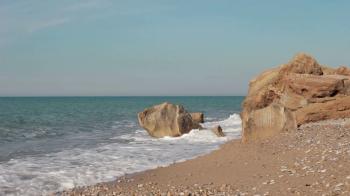 Sea view. Picturesque rocky shore landscape, seascape Stock Video ...