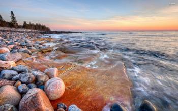 Beach: Rocky Shore Ocean Sky Water Sea Nature Beach Rocks Wallpaper ...