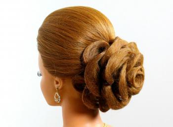 Wedding hairstyle for long hair tutorial. Hair made rose. Updo ...