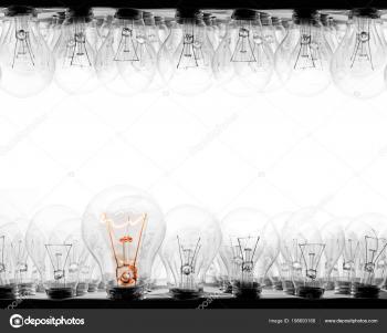 Photo Light Bulbs Rows Shining One Them White Background Concept ...