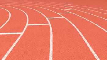 Athletics stadium running track, sport field – looping Motion ...
