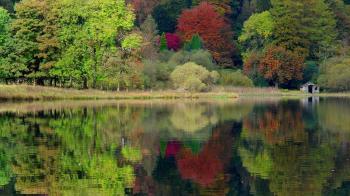 Lakes: Shack Buildings Landscapes Autumn Trees Fall Forest Shore ...