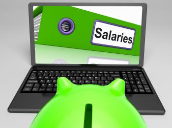 Salaries Laptop Means Payroll And Income On Internet