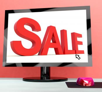 Sale Message On Computer Shows Online Discounts