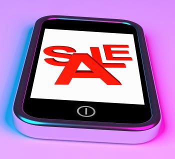 Sale Message On Smartphone Shows Online Discounts