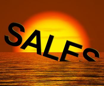 Sales Word Sinking Showing Reduced Income And Profit