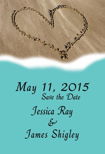 Beach Wedding Invitations - Save the Date - Sandy Heart ...