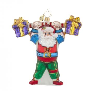 RADKO 1017813 PUMPIN' UP! - WEIGHT LIFTING SANTA ORNAMENT - NEW 2015 ...