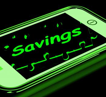 Savings On Smartphone Showing Monetary Growth