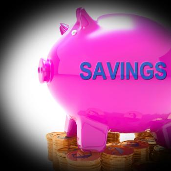 Savings Piggy Bank Coins Means Spare Funds And Bank Account