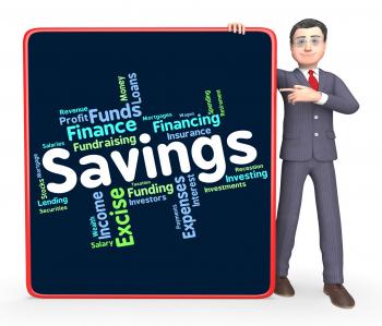 Savings Word Means Save Wealth And Monetary