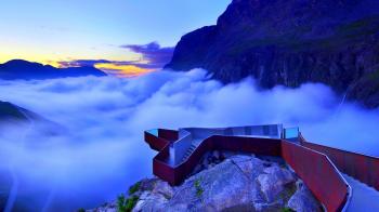 Mountain: Wondrous Scenic View Mountain Terrace Sunset Clouds ...