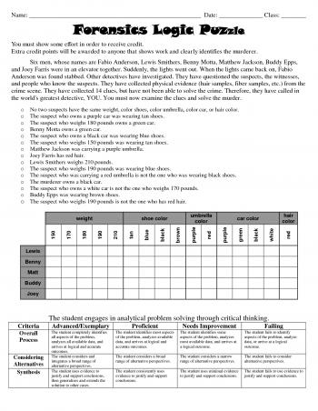 First day Forensic Logic Puzzle - Wilbur World of Science | School ...