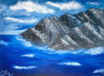 Painting of Ocean, Painting of Mountains, Seascape Painting, Ocean ...
