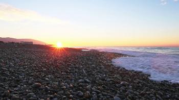 Sunrise panorama on seashore morning. Stock Video Footage - Videoblocks