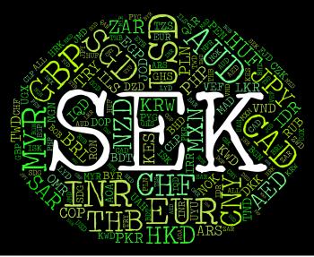 Sek Currency Indicates Worldwide Trading And Banknote
