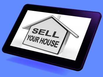 Sell Your House Home Tablet Shows Listing Real Estate