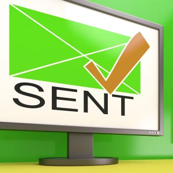 Sent Envelope On Monitor Showing Delivered Messages
