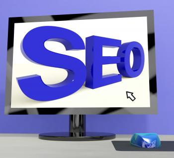 Seo Word On Computer Showing Online Web Optimization