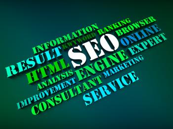 Seo Words Show Search Engine Optimization Or Optimizing Online
