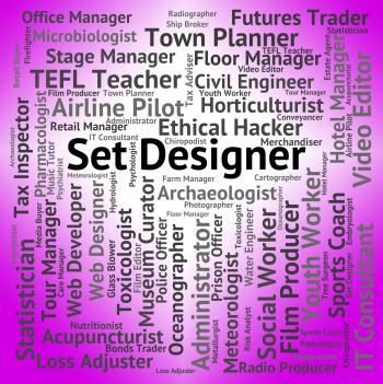 Set Designer Shows Designs Words And Employee