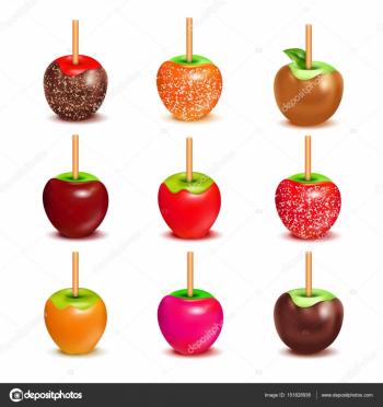 Toffee Candy Apples Assortment Set — Stock Vector © macrovector ...