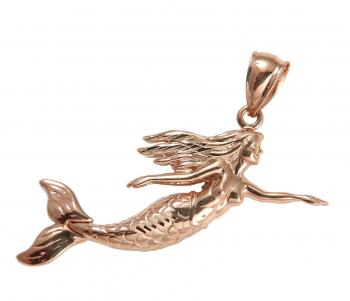 SOLID 14K PINK ROSE GOLD POLISH SHINY HAWAIIAN MERMAID PENDANT ...