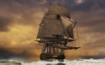 Sunset ocean ships sail ship sailing sails wallpaper | 1920x1200 ...