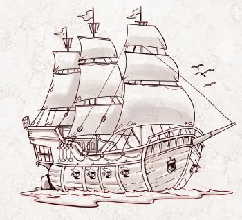 Pirate Ship - a sketch for a How to Draw book. | Tutorial and ...