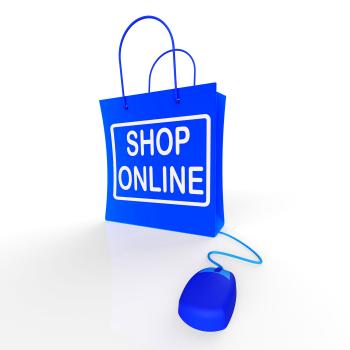 Shop Online Bag Represents Internet Shopping and Buying