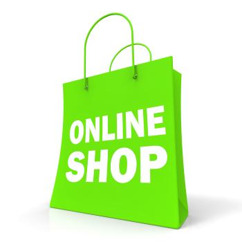 Shopping Online Bag Shows Internet Buying
