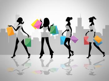 Shopping Women Shows Retail Sales And Adult