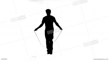 Silhouette Of A Man Skipping Stock video footage | 3872825
