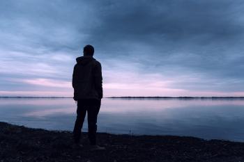Silhouette of man standing by a lake image - Free stock photo ...
