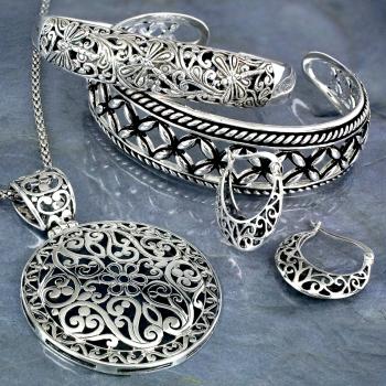 Amazon.com: Sterling Silver Filigree Hoop Earrings (1.0" Diameter ...