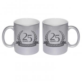 25th Happy Silver Anniversary Couple Coffee Mugs Set of 2 | Giftsmate