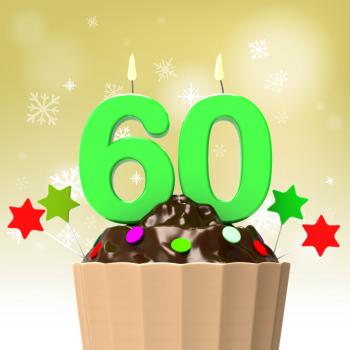 Sixty Candle On Cupcake Shows Family Reunion Or Celebration