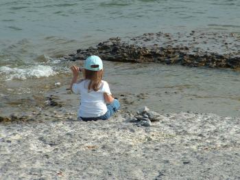 Skipping Stones at Beach