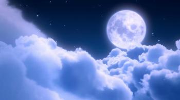 Flight over the night sky clouds with moon - loopable Motion ...
