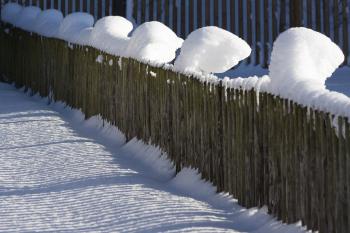 Snow on the Wooden Fence