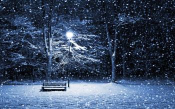 Winter Snowfall Night Sunset Image - Images, Photos, Pictures