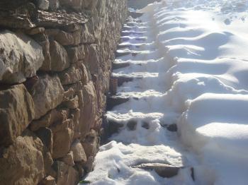 Snowy stone steps